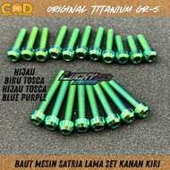 HIJAU MESIN Satria 2-Stroke Titanium GR5 Engine Bolts Right Set GreenKiri biru Original blue purpleT