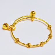 [VJ]New Bangle "Round Beads" 999.9 Gold Plated Adjustable Kids Bangles – BG35 Fashion Jewelry <Gelan