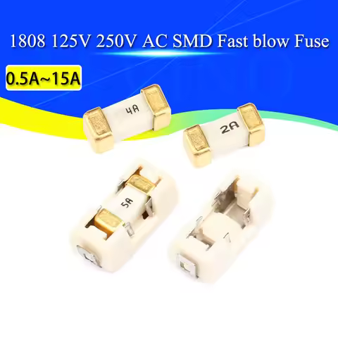 5PCS Gold 1808 125V 250V AC 0451 SMD Fast blow Fuse 0.5A 1A 2A 3A 4A 5A 6.3A 8A 10A 12A 15A 500MA 75