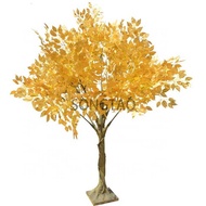 Potted Simulation Golden Plants Banyan Home Decorative Artificial Bonsai Ficus Tree