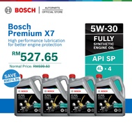 Bosch Premium X7 5W30 API SP Fully Synthetic Engine Oil Minyak Hitam Enjin Kereta (4L X 4 BTL)