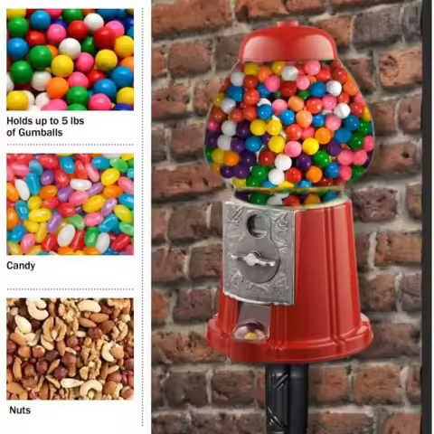 15” Gumball Machine with Stand and Coin Bank - Bubble Gum Machine Candy Dispenser Vending Machine