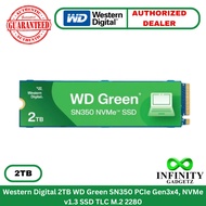 Western Digital 2TB WD Green SN350 PCIe Gen3x4, NVMe v1.3 SSD TLC M.2 2280