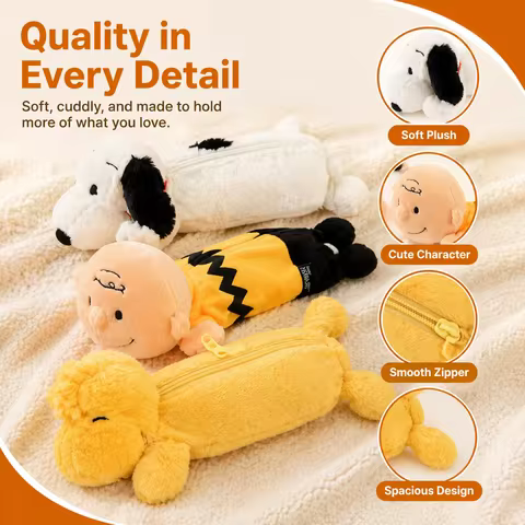 Kawaii Snoopy Plush Pencil Pouch Pencil Storage Bag Fashion Large Capacity Stationery Bags Students 