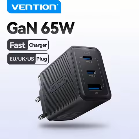 Vention GaN PD 65W Fast Charger USB A Type C QC 4.0 3.0 Quick Multi Port Office Charge Adapter for i