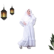 Terlaris gamis muslim anak perempuan / baju kurung putih anak