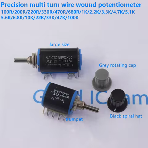 WXD3-13-2W 10K 100R 220R 470R 680Ohm WXD3-13 2W Wirewound Multi-Turn Potentiometer 1K 2.2K 4.7K 5.6K