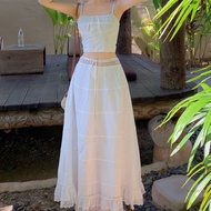 ผู้หญิง 2 ชิ้นชุดแขนเสื้อแขนยาวเอวสูงชุดกระโปรงยาวสำหรับหญิงสาววิทยาลัย Y2K ZDDU-TH