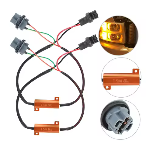 7440 T20 0W8RJ Hyper Flash Fix Error Wiring Adapters For LED Turn Lights Load Resistor Connector Res