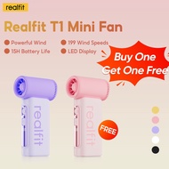 【Buy 1 Get 1 Free】Realfit T1 High Speed Handheld Fan 199 Speeds Wind Portable Turbo Fan Recharged Mi