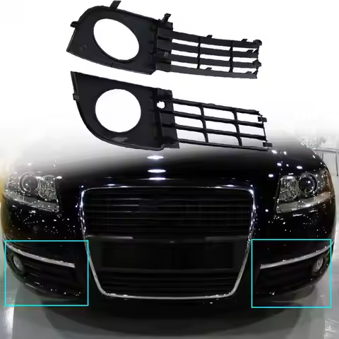 L/R Fog Lamp Grill Grille Replacement without Baffle 4B0807681T 4B0807682T for Audi A6 C5 03-05