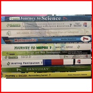 ☑  ✎ Grade 7 pre-loved math science filipino araling p mapeh tle kleafs books 2nd hand junior highs