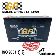 GP GPP670 6V 7.0AH Maintenance Free Rechargeable Sealed lead Acid Battery