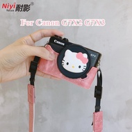 Camera PU Leather Half Case For Canon G7X2 G7X3 Protector Casing Cover Base Strap Lens Pouch Bag G7X
