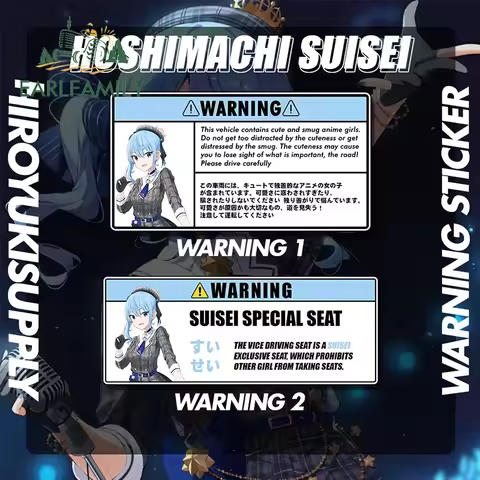 EARLFAMILY 13cm for Hololive Hoshimati Suisei Warning Car Sticker Personality Scratch-Proof Decal Ca