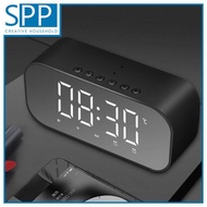 SPP Multi-functional Temperature Mirror Alarm Clock Wireless Bluetooth Speaker BLACK color