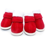 Santa Red Detachable Closure Christmas Puppy Cute Dog Winter Shoes Boots