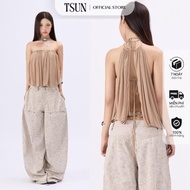 Brown Cup See-through Mesh Top - Genuine TSUN Brand - Capuchino Mesh Top - Women's Top