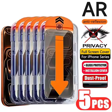 5Pcs AR Anti-Reflection Privacy Tempered Glass for IPhone 17 16 15 14 13 12 11 Pro Max Mini Plus Ant