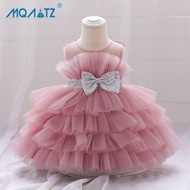 MQATZ Summer Fluffy First 1st Birthday Dress For Baby Girl Clothes Baptism Lace Princess Dress Girls