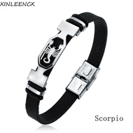 XINLEENCX 12 Constellation Bracelet Classic Vintage Zodiac Sign Aries Virgo Women Bangles Men Bracel
