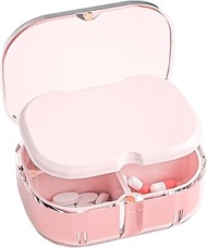 Pill Case, IUKUS Small Pill Box-Magnetic Travel Pill Organizer Medicine Container, Waterproof &amp; Cute Daily Pill Case Portable Vitamin Case for Purse or Pocket (Pink Case)