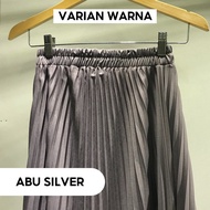 rok plisket murah rok plisket panjang jumbo - abu silver