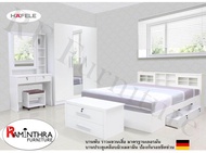 Raminthra Furniture ชุดห้องนอน DD รุ่น Milano Set บานเลื่อน ขนาด 5 ฟุต เตียง 5 ฟุต + ตู้เสื้อผ้า 3 บาน + โต๊ะแป้ง 80 cm + ที่นอนสปริง( สีขาว ) Bedroom Set