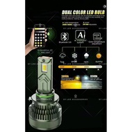 High Quality AI 3 Colour LED Headlight 80W APP Control 3000K 4300K 6000K 8000K 10000K Car LED Bulb S