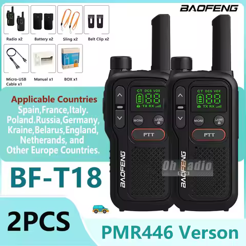 Baofeng BF-T18 Mini Walkie Talkie PMR446MHz Long Range Rechargable Portable Kids Two Way Radio USB-C