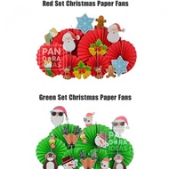 Christmas Set Paper Fan | Christmas Paper Fan Decoration