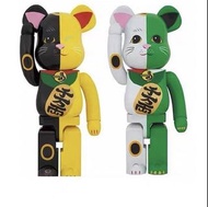 大特價福利 最後一套 僅售一套包郵順豐快遞 Bearbrick 1000% 招財貓 鴛鴦配色 黑黃 白綠 配色 現貨秒發 人物高約：70釐米左右