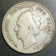koin jaman penjajahan belanda 1 gulden wilhelmina th1929 perak