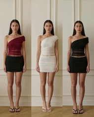 MACHMACHTHELABEL - Ira Mesh Ruched Top เสื้อไหล่เดียว