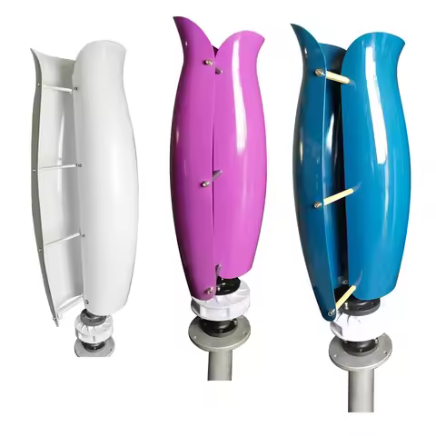 Hybrid 5KW Solar & Wind Power System Home Use Tulip Flower Vertical 300W To 2KW Wind Turbines Genera
