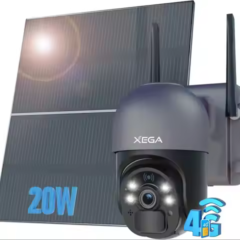 Xega 4G SIM Surveillance Camera Solar Panel 20W 20000mAh Battery 24h Recording 2K Color Night Vision