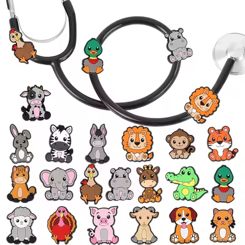 Zoo Animals Stethoscope Charm Tag for Nurse - 20Pcs Cute Animal Medical Plastic Stethoscope Decor Ac