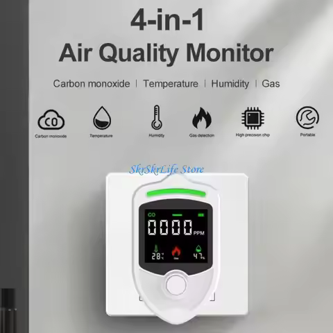E65E Plugs & Play Gas Alarm Featuring 4 Sensors For Home Office Garage Safety