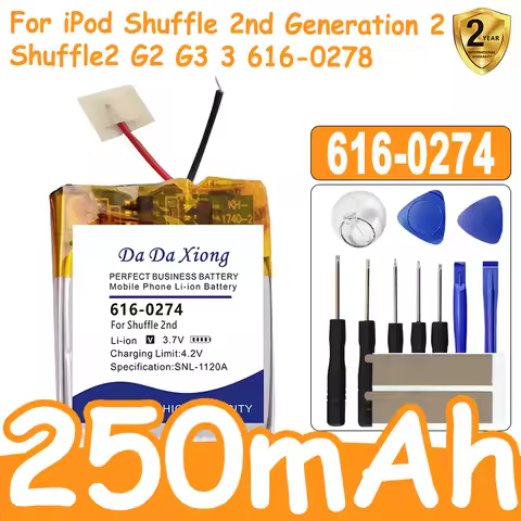 616-0274 616-0278 250mah Battery For iPod Shuffle 2 Generation Shuffle 2nd G2 1GB, G3 MP3 AHB332222W