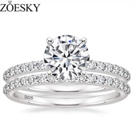 ZOESKY 1.25CT 925 Sterling Silver Bridal Ring Sets Round CZ Engagement Rings promise rings wedding b