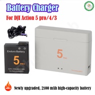 For Dji Action 5 Pro Battery Charger/Dual Slot Battery Storage Case Action 5 Pro/4/3 accessory