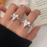 GOGUVO Heart Ring, Exquisite Personality Letters Ring, Fashion Stainless Steel Adjustable "YES""NO" 