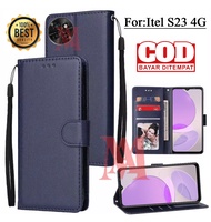 Itel S23 4G Leather Flip Cover Wallet Case Kulit - Casing Dompet Case Wallet Leather Flip Itel S23 4
