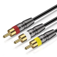 J&D 3RCA to 3RCA Cable, Gold Plated Connect Joint RCA Cable Heavy Duty Copper Shell 3 RCA Male to 3 