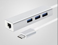 品名: 隨插即用 Type-C to USB 3.1 HUB集線器/RJ45高速網卡/1000Mbp(顏色隨機) J-14493
