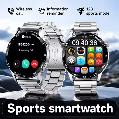 LIGE Military Smart Watch Wireless Calling More Function More Sports Modes Heart Rate Monitor 1.38" 