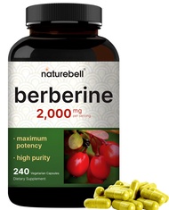 NatureBell Berberine Supplement 500mg Per Capsule (2,000mg Per Serving) | 240 Veggie Capsules, 97% P