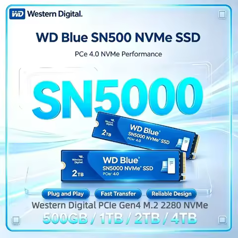 New Western Digital WD Blue SN5000 1TB 2TB PCIe Gen 4.0 NVMe M.2 2280 Internal SSD 5150MB/s for Lapt