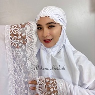 Mukena Katun Prada Putih Dewasa Renda Import