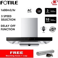 (Combo Pack) Fotile AC Motor Designer Hood 1600m³/h EMG9037 Only / + Hob Total 10KW GHG78215 [ Fast 